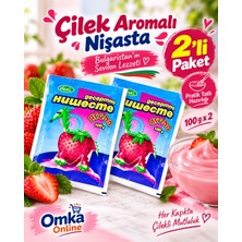 Omka Çilek Aromalı Nişasta 100 G x 2 Paket – Bulgaristan’ın Meşhur Renkli Tatlı Nişastası Tatlı, Muhallebi, Kek ve Pasta Için Aromalı Nişasta