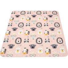 Hamur Cute Pembe Hayvanlar Desenli Bebek Çocuk Halısı 150 x 150 cm Yumuşak Elyaf Aktivite Örtüsü