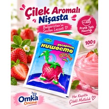 Omka Çilek Aromalı Nişasta 100 G – Bulgaristan’ın Meşhur Renkli Tatlı Nişastası Tatlı, Muhallebi, Kek ve Pasta Için Aromalı Nişasta