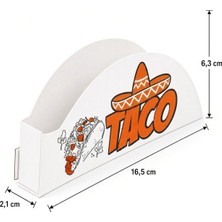 Tuli 100 Adet Beyaz Taco Kutusu – Turuncu Baskılı – 100 Adet