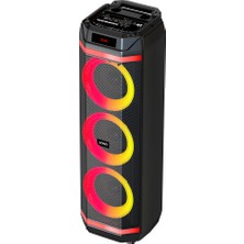Teknook Zore GD-2889 Dijital LED Göstergeli Mikrofonlu Rgb Üçlü 8 Inç Stereo Bass Kablosuz Karaoke Hoparlör - Siyah
