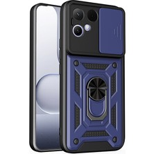 Teknook Tecno Pova Curve 2 Kılıf Magnetik Standlı Kamera Korumalı Zore Sürgülü Vega Kılıf - Mavi