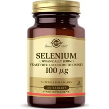 Solgar 100 Tablet Selenyum Takviyesi 100 Mcg Vegan İçerik Bilgisi ile Yetişkinler İçin