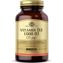 Solgar Vitamin D3 1000 IU (25 µg) 100 Yumuşak Jelatin Kapsül Besin Takviyesi