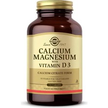 Solgar Calcium Magnesium Vitamin D3 150 Tablet Yüksek Emilim İçeren Vitamin ve Mineral Takviyesi