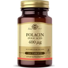 Solgar Folic Acid 400 mcg 100 Tablet Vegan Besin Takviyesi Amerika Menşeli