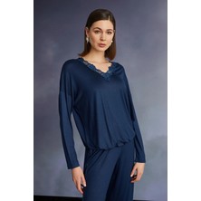 Nightlove Monamise Dantelli ve Bağcık Detaylı Pijama Takımı