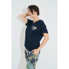 Nightlove Monamise Çiçek ve Yaprak Baskılı ''summer Vocation'' Pijama Takımı