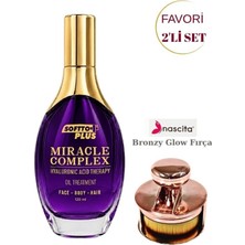 Softto Plus Mıracle Complex Saç&vücut Yağı 120 ml – Vitamin E ve Bitkisel Özlerle Cilt & Saç Bakım Yağı & Bronzy Glow Yuvarlak Fondöten Fırçası NASBRUSH0247
