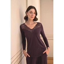 Nightlove Monamise Uzun Kollu ve Dantelli Pijama Takımı