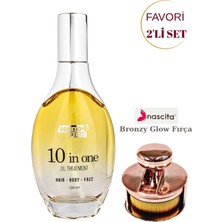 Softto Plus 10 In 1 Değerli Yağ Içerikli Saç Vücut ve Yüz Bakım Yağı 120 ml + Bronzy Glow Yuvarlak Fondöten Fırçası NASBRUSH0247