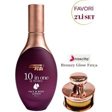 Softto Plus 10 In 1 One Oıl Treatment Face & Body Losyon 120 ml & Bronzy Glow Yuvarlak Fondöten Fırçası NASBRUSH0247