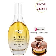Nascita Bronzy Glow Yuvarlak Fondöten Fırçası NASBRUSH0247 & Softto Plus Argan Içerikli Saç Vücut ve Cilt Bakım Yağı 120 ml