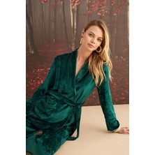 Nightlove Monamise Kruvaze Yaka Kadife Pijama Takımı