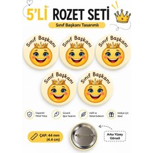 Sınıf Başkanı Öğrenci Okul Rozet Seti Ceket-Çanta-Kalemlik-Şapka-Aksesuar Rozeti (44MM) 5 Adet
