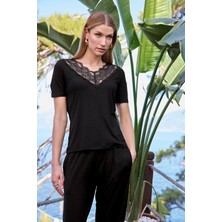 Nightlove Monamise Kısa Kollu Dantelli V Yaka Pijama Takımı