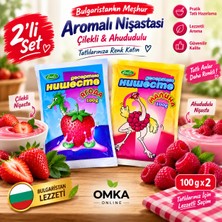 Omka Çilek ve Ahududu Aromalı Nişasta 100 G x 2 Paket – Bulgaristan’ın Meşhur Renkli Tatlı Nişastası Tatlı, Muhallebi, Kek ve Pasta Için