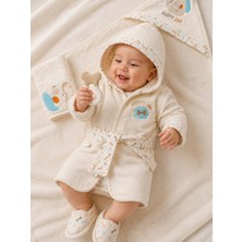 Belirtilmemiş Erkek Bebek Kapüşonlu Bornoz Seti | Yumuşak Dokulu Bebek Havlu Bornoz ve Patik Seti | Yeni Doğan Bebek Hediye Seti
