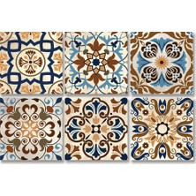 Tink Kendinden Yapışkanlı Karma Fas Desenli Pvc Karo 20X20 cm Çok Renkli 6'lı Paket