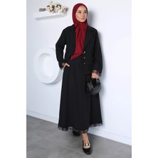 Julude Kadın Dantel Işlemeli Bel Lastikli Etek Ceket Modern Ikili Takım P-00023035