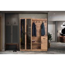 Moderniya Mobilya Flora Ceviz İki Kapılı Portmanto Ayakkabılık 151 cm Genişlik 182 cm Yükseklik