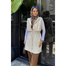 Julude Gülseli Kadın Kapüşonlu Pul Payetli Tesettür Triko Yelek P-00023161