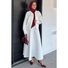 Julude Scuba Kumaş Fermuarlı Ceket Etek Tesettür Ikili Takım P-00023004