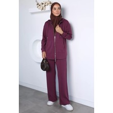 Julude Şık Enerji Fermuarlı Sweat Pantolon Tesettür Ikili Takım P-00023005