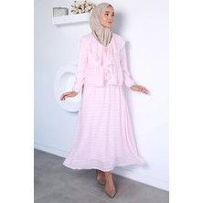 Julude Yaka Katlamalı Dantel Detaylı Bluz Etek Tesettür Ikili Takım P-00022932