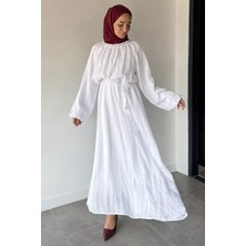 Julude Bel Lastikli Kuşak Detaylı Taş Işlemeli Tesettür Elbise P-00022960