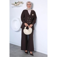 Julude Düğme Detaylı Ceket Pantolon Tesettür Ikili Takım P-00022971