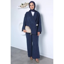 Julude Ön Bağlamalı Tokalı Ceket Pantolon Tesettür Ikili Takım P-00022968