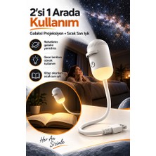 MMctech USB Galaksi Projektör 2’si 1 Arada – LED Gece Lambası – 360° Ayarlanabilir 8 Disk Değiştirilebilir Filmli LED Projektör