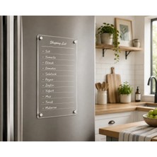 Trend Pleksi Mıknatıslı Alışveriş Eksik Listesi Pano (Şeffaf - Beyaz Shopping List)