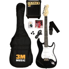 Lea 3M Music Elektro Gitar Seti Siyah Renkli Amfi Dahil Tam Set Profesyonel Kullanım İçin