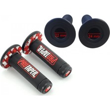 Motospartan CROSS ELCİK TAKIMI SİLİKON 22MM SİYAH KIRMIZI