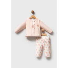 H HONEY BABY %100 Organik Pamuk Cute Butterfly Hırkalı Takım