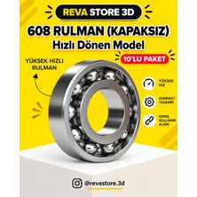 608 Rulman Kapaksız 10'lu Paket – Hızlı Dönen Model – 3D Yazıcı ve Hobi Uygulamaları