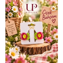 Up Atelier 2'li Çiçek Desenli Kemik Mandal Toka 2,5cm