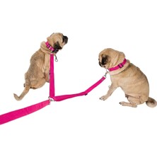 St. Morritz Kedi Köpek Çiftli Gezdirme Tasması Pembe Çoklu Tasma Premium Kalite Model Amsterdam