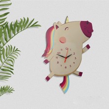 St. Morritz Ahşap Sallanan Sarkaçlı Unicorn Çocuk Odası Duvar Saati