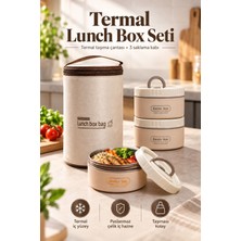 Liground Termal Çantalı 3’lü Paslanmaz Çelik Iç Hazneli Bento Yemek Kabı Lunch Box Sefer Tası Seti