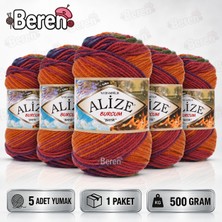Alize Burcum Batik 4827 - 5'li Paket - 100GR/210M - % 100 Akrilik Yelek Hırka Atkı Kazak Ipliği