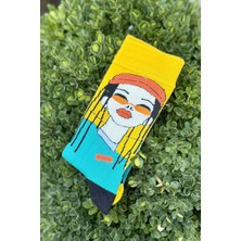 Lou Socks Unisex Sağlı Sollu Rasta Saçlı Kız Desenli Soket Çorap