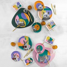 Porland Pretty Animals 12 Parça Kahvaltı ve Sunum Seti 4 Kişilik Renkli Desenli Porselen