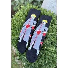 Lou Socks Unisex Naruto Pain Akatsuki Desenli Siyah Anime Soket Çorap
