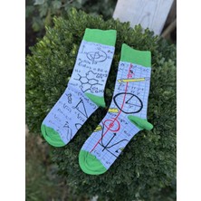 Lou Socks Unisex Sağlı Sollu Matematik Formül Desenli Soket Çorap
