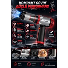 Merwish Kablosuz Şarjlı Araç Içi Süpürge 22.000 Pa Çekim Gücü 200W Fırçasız Motor 9000 Mah Güçlü Çekim Üfleme Fonksiyonlu Araç Ev Ofis Süpürgesi