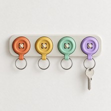 Go.3Dify Pastel Düğme Tasarımlı Duvar Tipi Anahtar Askısı