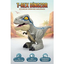 Farbu Oyuncak T-Rex Dinozor 17 cm Sesli Sis Püskürten Gerçekçi Tasarımlı Hareketli Oyuncak Dinozor